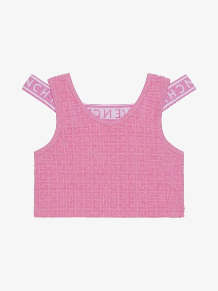 Cropped Top In 4g Cotton Towelling Jacquard Pink Kids Givenchy