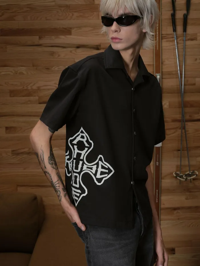 CROSS LOGO SNAP SHIRT Men Rhude Shirts