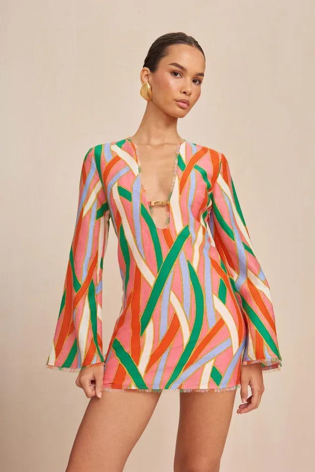 Cult Gaia Aniya Dress Vintage Stripe Print Women Dresses