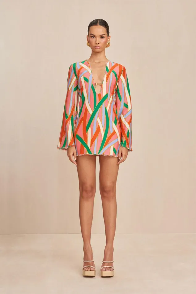 Cult Gaia Aniya Dress Vintage Stripe Print Women Dresses