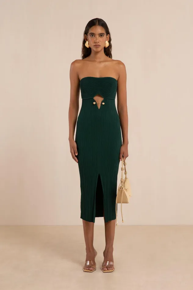 Cult Gaia Christy Knit Dress Forest Green Women Knits