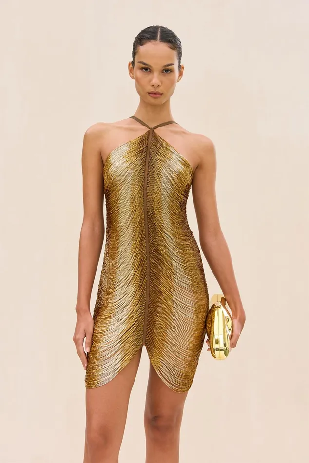 Cult Gaia Domina Dress Bronze Women Dresses