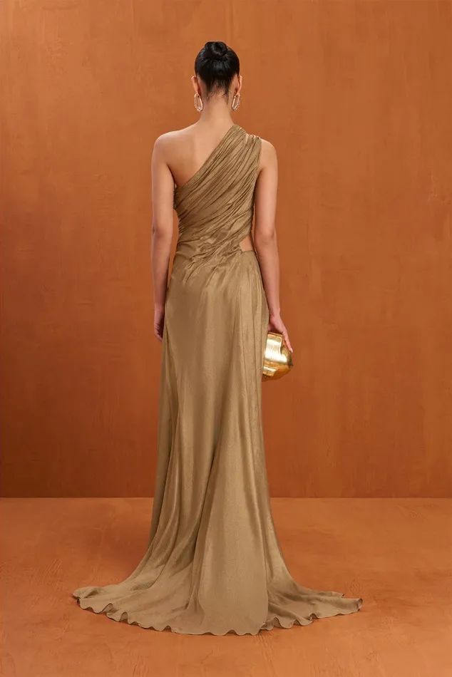 Cult Gaia Zan Gown Gold Foil Women Dresses
