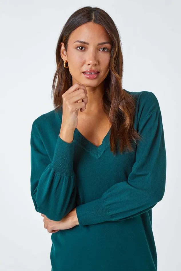 Dark Green Knitted Jumper Dress Women Roman Dresses