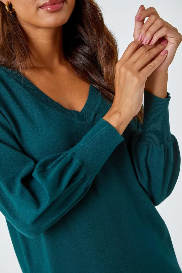 Dark Green Knitted Jumper Dress Women Roman Dresses