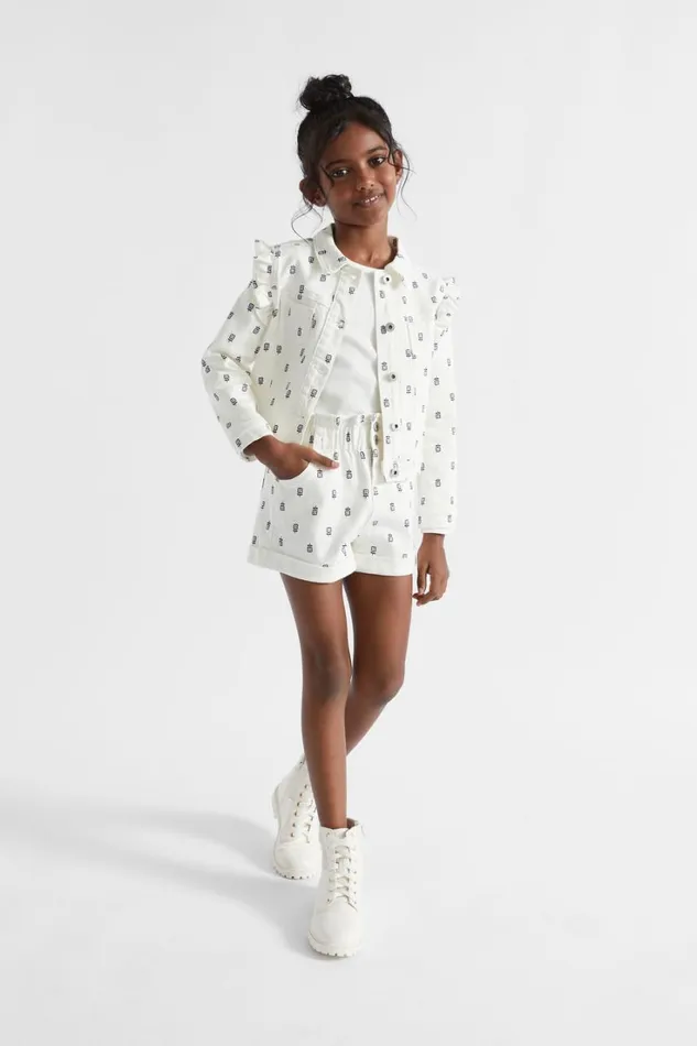 Denim and Jeans Girl Seed Heritage Floral Denim Short Canvas Wash