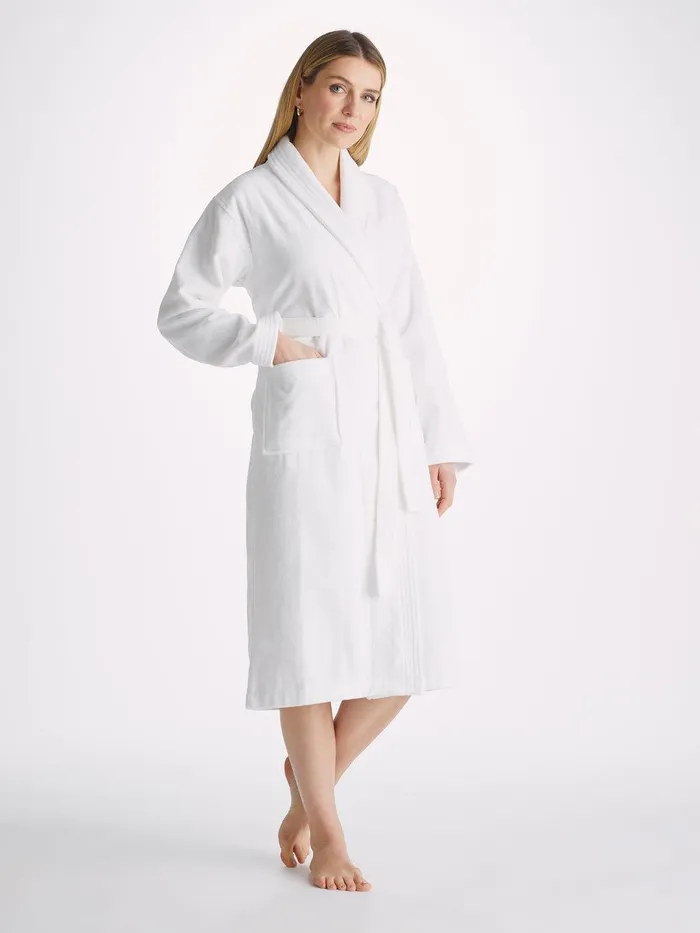 Derek Rose Bathrobe Triton 10 Terry Cotton White Women Cotton Pajamas