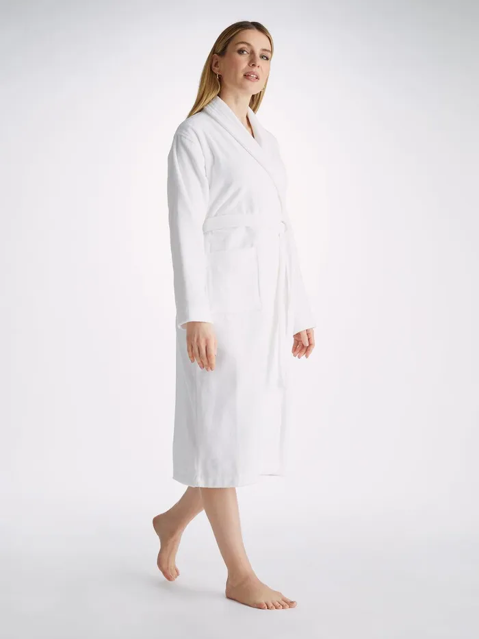 Derek Rose Bathrobe Triton 10 Terry Cotton White Women Cotton Pajamas