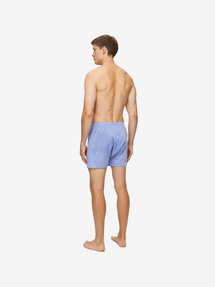 Derek Rose Classic Fit Boxers Amalfi Cotton Batiste Blue Men Classic Fit Boxer Shorts