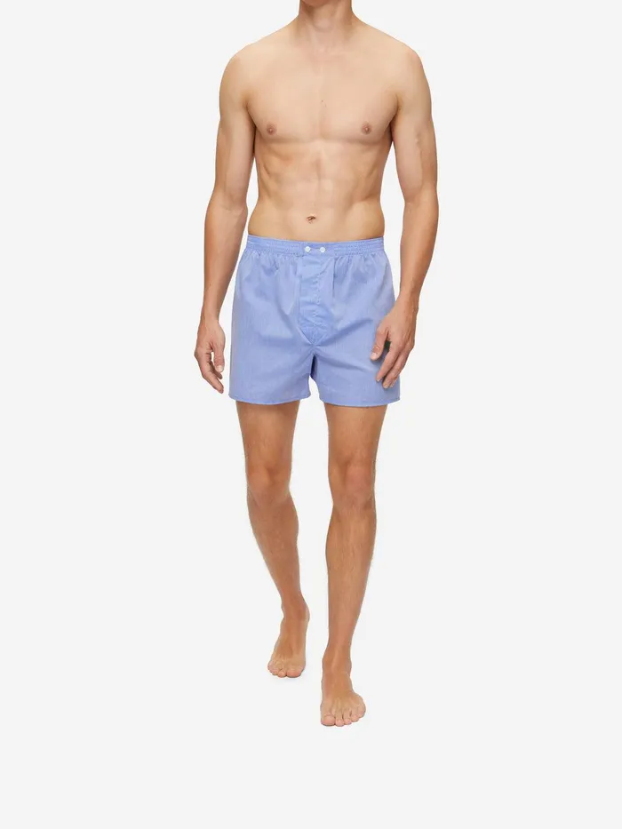 Derek Rose Classic Fit Boxers Amalfi Cotton Batiste Blue Men Classic Fit Boxer Shorts