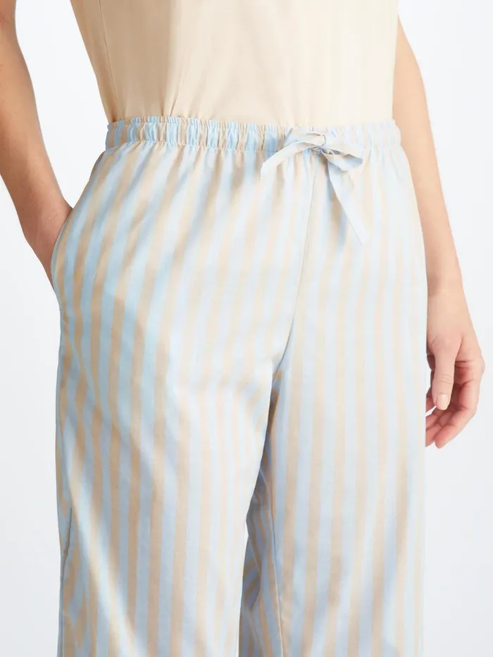 Derek Rose Lounge Pants Amalfi 20 Cotton Batiste Blue Women Lounge Pants