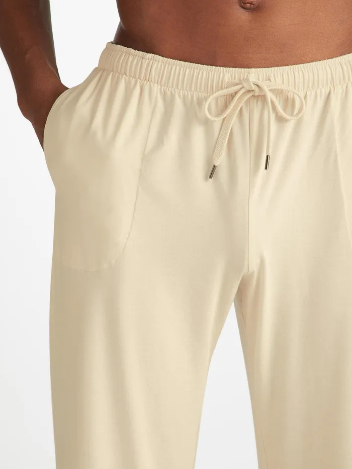 Derek Rose Lounge Pants Basel Micro Modal Stretch Ecru Men Lounge Pants