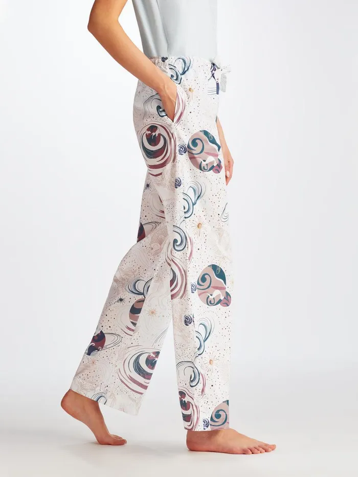 Derek Rose Lounge Pants Ledbury 76 Cotton Batiste White Women Lounge Pants