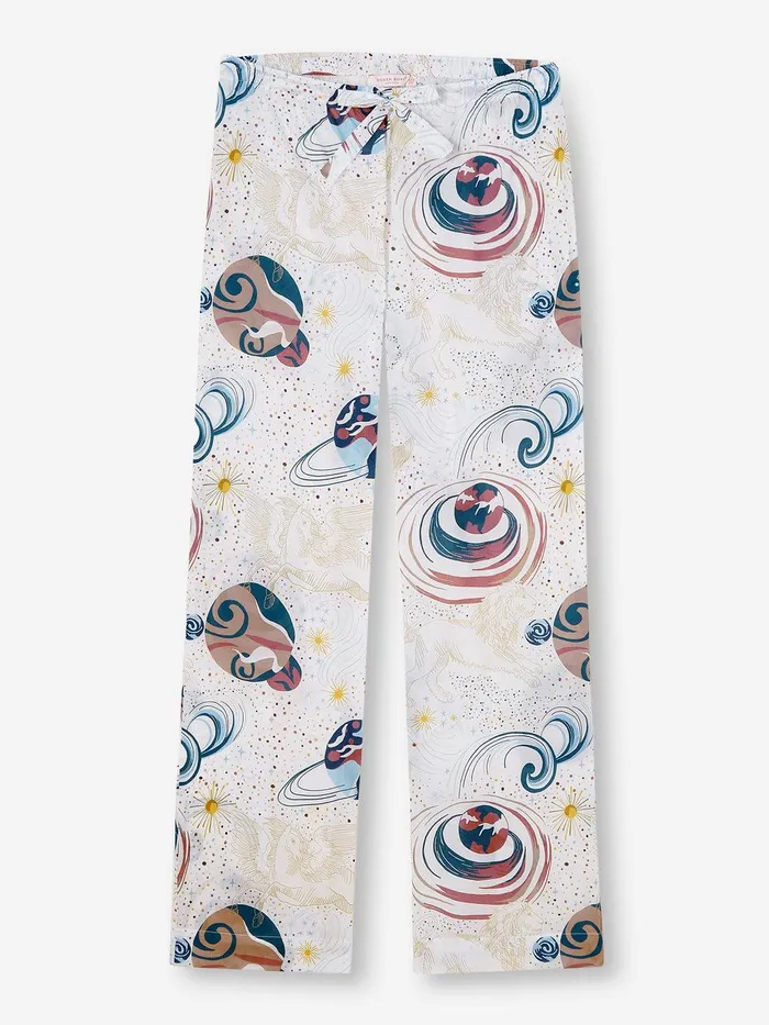 Derek Rose Lounge Pants Ledbury 76 Cotton Batiste White Women Lounge Pants