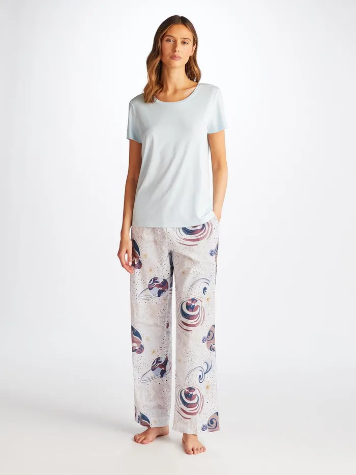 Derek Rose Lounge Pants Ledbury 76 Cotton Batiste White Women Lounge Pants