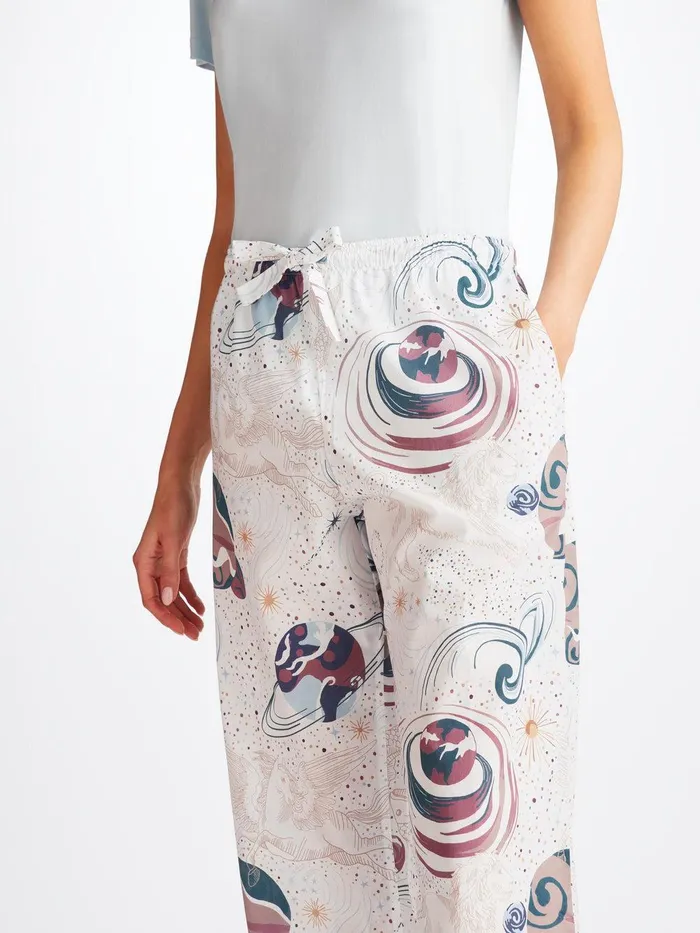 Derek Rose Lounge Pants Ledbury 76 Cotton Batiste White Women Lounge Pants