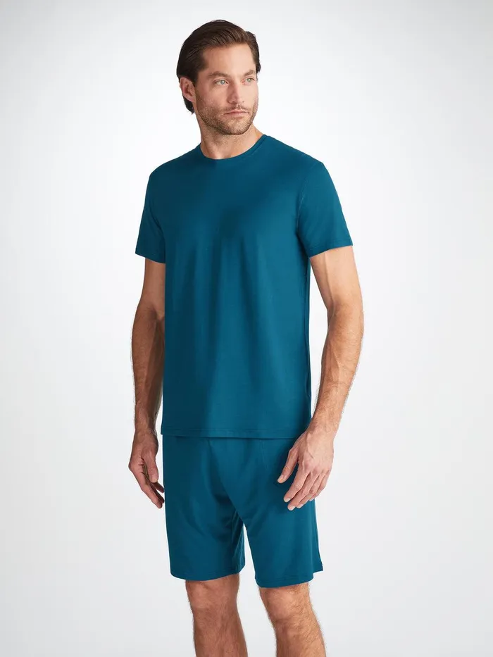 Derek Rose Lounge Shorts Basel Micro Modal Stretch Poseidon Blue Men Lounge Shorts