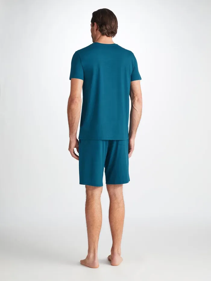 Derek Rose Lounge Shorts Basel Micro Modal Stretch Poseidon Blue Men Lounge Shorts