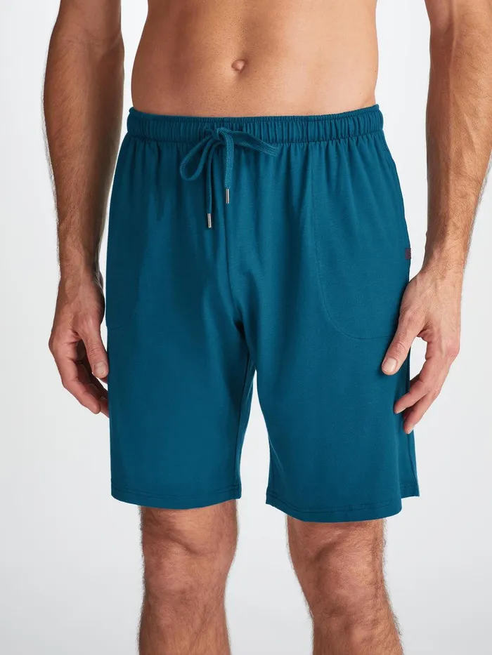 Derek Rose Lounge Shorts Basel Micro Modal Stretch Poseidon Blue Men Lounge Shorts