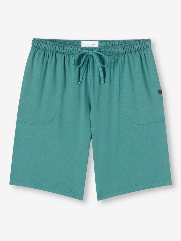 Derek Rose Lounge Shorts Basel Micro Modal Stretch Teal Men Lounge Shorts