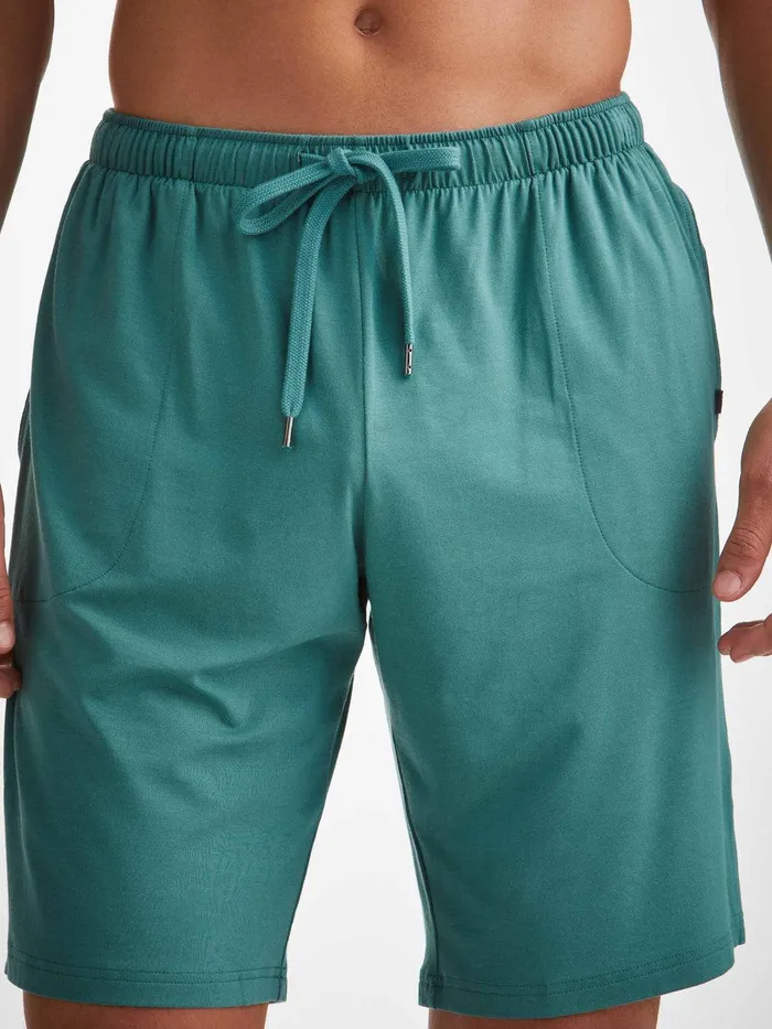 Derek Rose Lounge Shorts Basel Micro Modal Stretch Teal Men Lounge Shorts