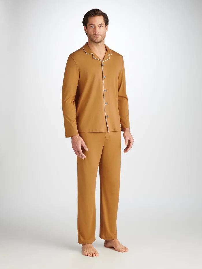 Derek Rose Pajamas Basel Micro Modal Stretch Gold Men Jersey Pajamas