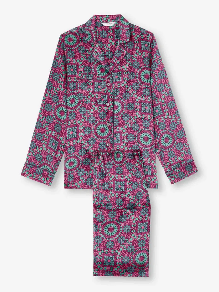 Derek Rose Pajamas Brindisi 98 Silk Satin Pink Women Long Pajamas