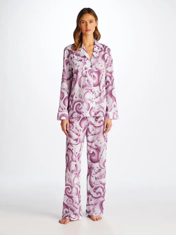 Derek Rose Pajamas Ledbury 75 Cotton Batiste White Women Cotton Pajamas
