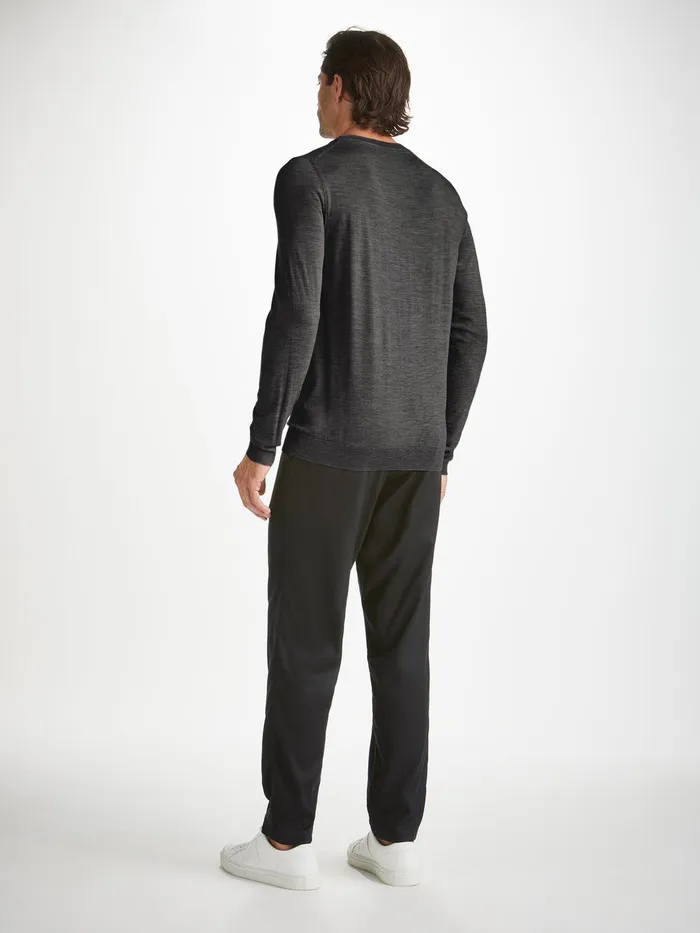 Derek Rose Sweater Orson Merino Wool Charcoal Men Merino Sweaters and Hoodies
