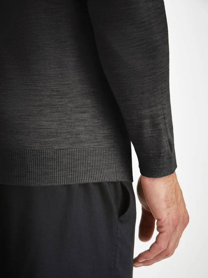 Derek Rose Sweater Orson Merino Wool Charcoal Men Merino Sweaters and Hoodies