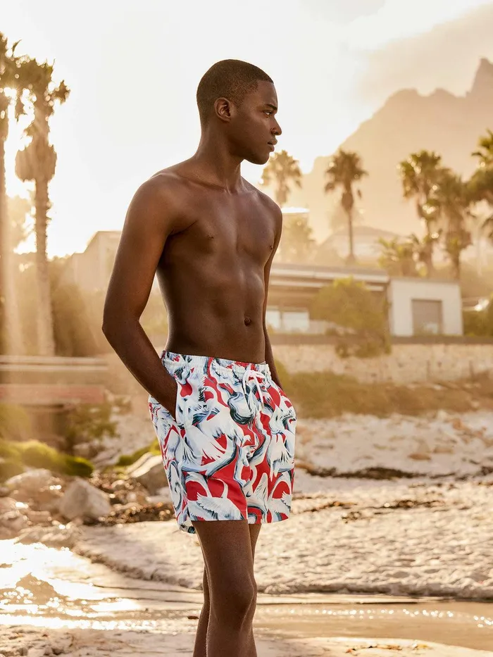 Derek Rose Swim Shorts Maui 65 Red Men Classic Fit Swim Shorts