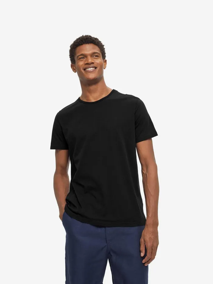Derek Rose TShirt Riley Pima Cotton Black Men Short Sleeve TShirts