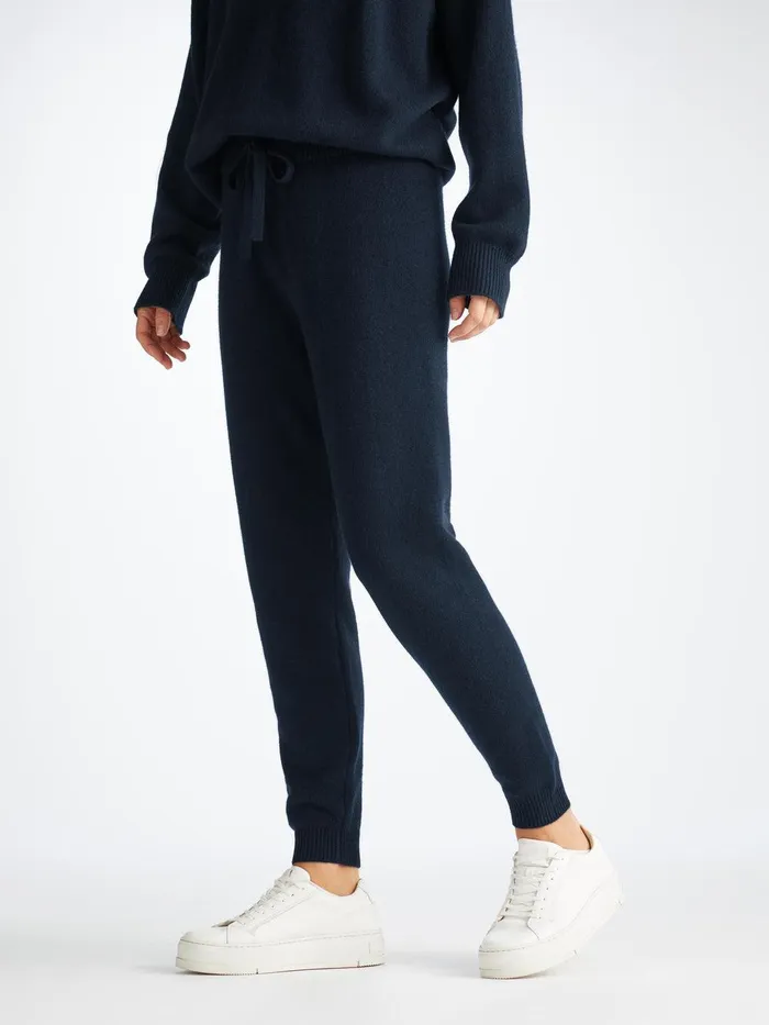 Derek Rose Track Pants Daphne Cashmere Navy Women Cashmere Pants