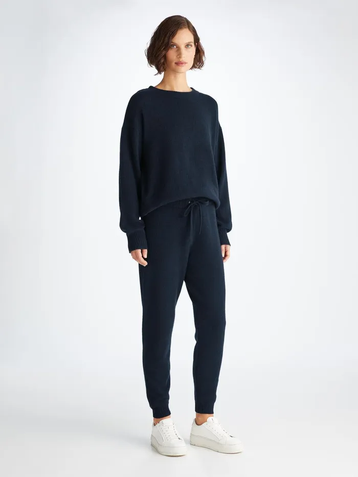Derek Rose Track Pants Daphne Cashmere Navy Women Cashmere Pants