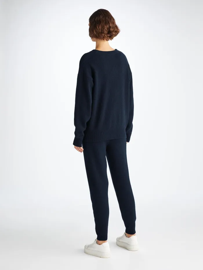 Derek Rose Track Pants Daphne Cashmere Navy Women Cashmere Pants
