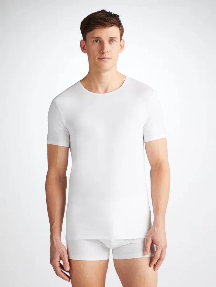 Derek Rose Underwear TShirt Alex Micro Modal Stretch White Men Underwear TShirts