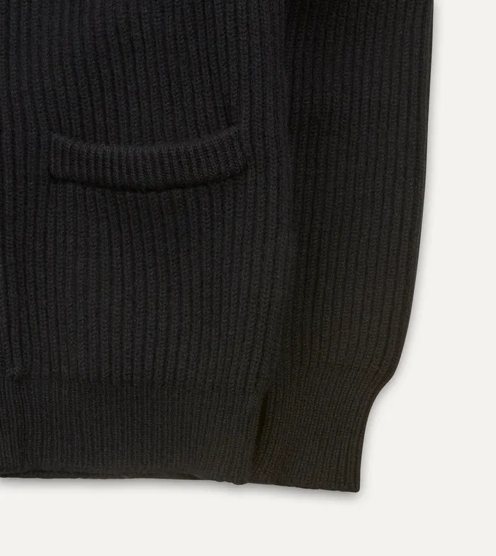 Drake039s Black Lambswool Shawl Collar Cardigan Men Knitwear