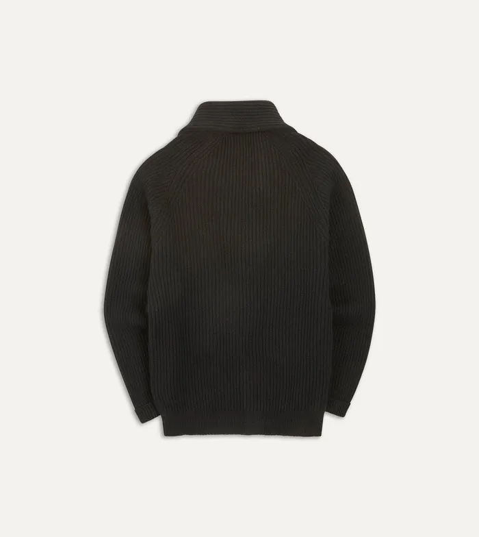 Drake039s Black Lambswool Shawl Collar Cardigan Men Knitwear