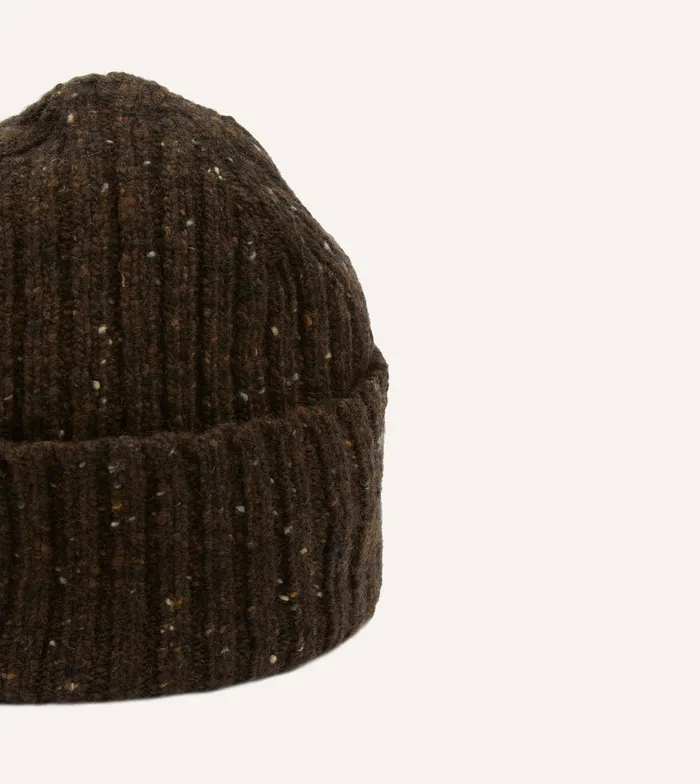 Drake039s Brown Donegal Ribbed Merino Knit Cap Men Hats