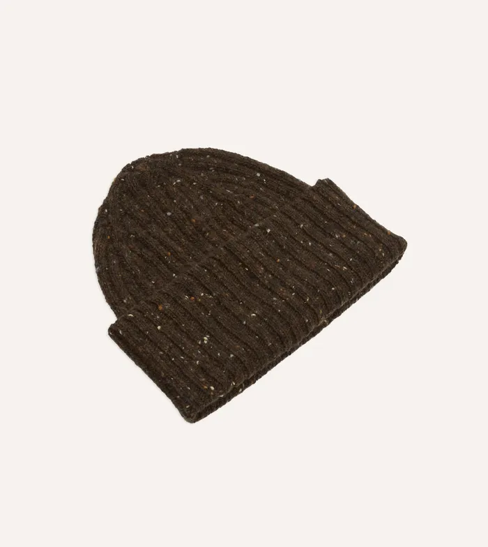 Drake039s Brown Donegal Ribbed Merino Knit Cap Men Hats