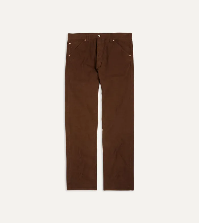 Drake039s Brown Japanese Selvedge Needlecord FivePocket Trousers Men Trousers