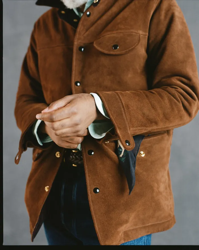 Drake039s Brown Suede Car Coat With Blanket Lining Men Suede Jackets