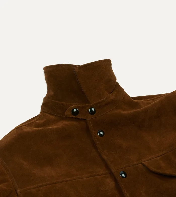 Drake039s Brown Suede Car Coat With Blanket Lining Men Suede Jackets