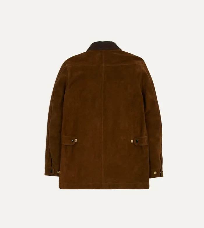 Drake039s Brown Suede Car Coat With Blanket Lining Men Suede Jackets