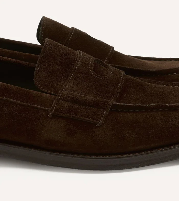 Drake039s Brown Suede Charles Goodyear Welted Penny Loafer Men Loafers
