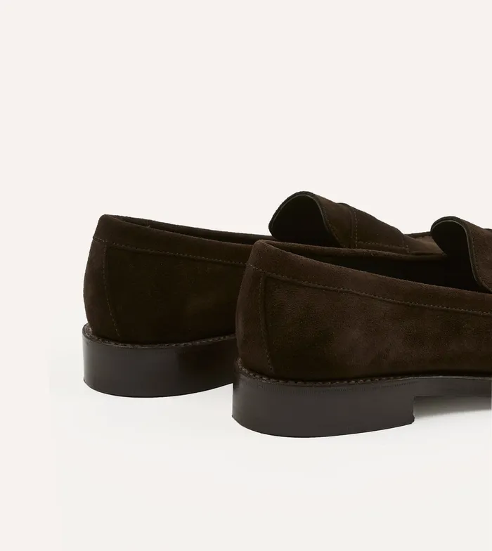 Drake039s Brown Suede Charles Goodyear Welted Penny Loafer Men Loafers