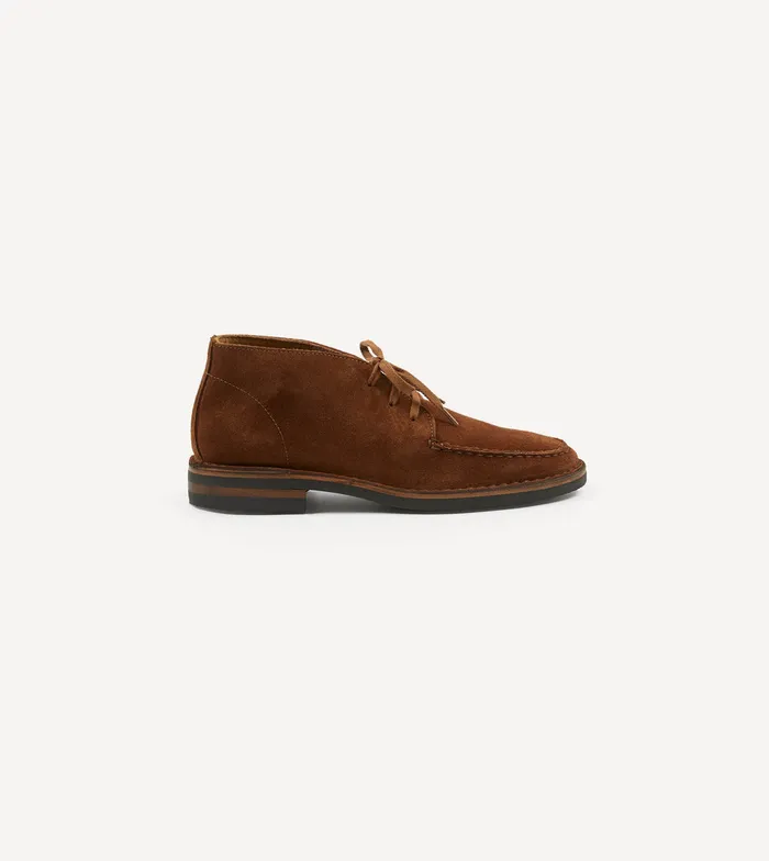 Drake039s Crosby MocToe Chukka Boot Light Brown Roughout Suede With Rubber Sole Men Chukkas