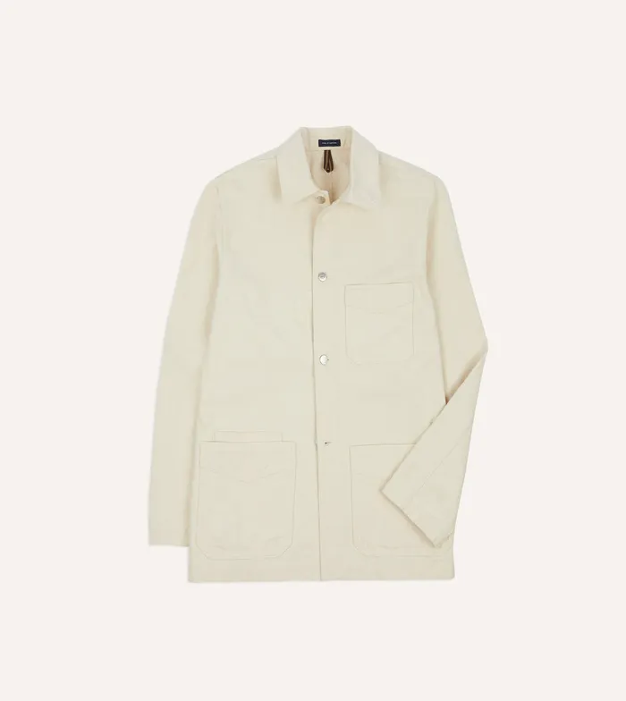 Drake039s Ecru Cotton Duck Canvas FivePocket Chore Jacket Men Coats and Jackets Drake039s Ecru Cotton Duck Canvas FivePocket Chore Jacket Men Coats and Jackets