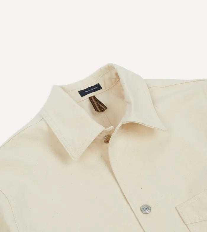Drake039s Ecru Cotton Duck Canvas FivePocket Chore Jacket Men Coats and Jackets