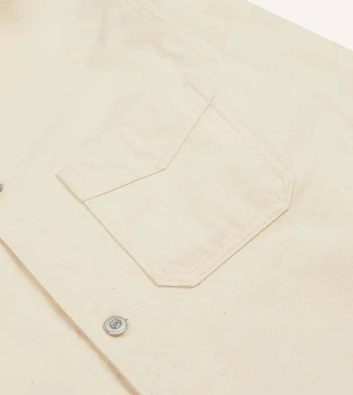 Drake039s Ecru Cotton Duck Canvas FivePocket Chore Jacket Men Coats and Jackets